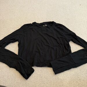 Aerie Black Ribbed Long Sleeve Top